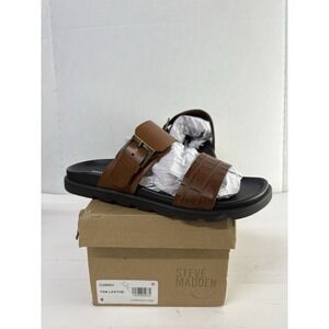 Steve Madden Corro Sandals Men's Brown Leather Slide Buckle Slip On Size 8M